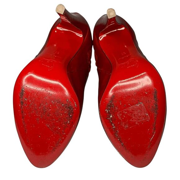 Christian Louboutin Aziboot 100 Red Leather Cutout Ankle Boots Size 37 EU 7 US - Picture 8 of 11